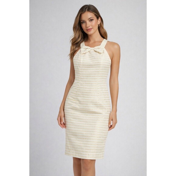 Lilly Pulitzer Dresses & Skirts - Lilly Pulitzer Henley Spring Summer Dress Gold Metallic Stripe Organza Women’s 0